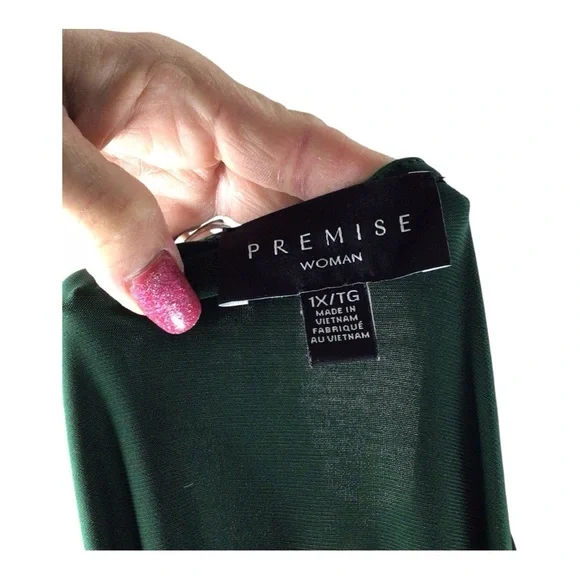 Green Studded Women's Top by Premise size 1X - Picture 4 of 4